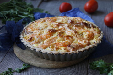 fish quiche with shrimps