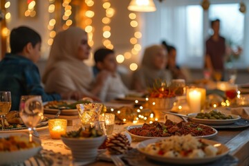 Family Gathering for Dinner, Ramadan Iftar Concept