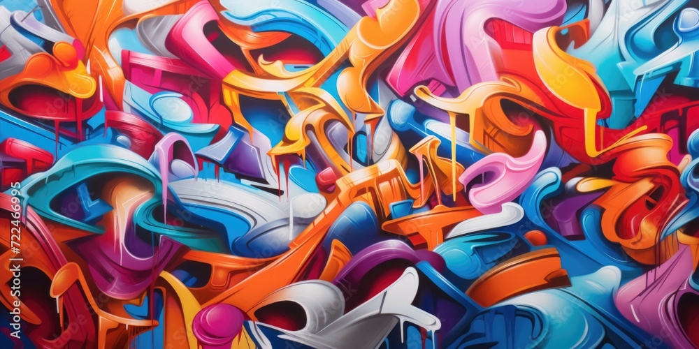 Poster A vibrant painting showcasing a variety of different colored objects. Perfect for adding a pop of color to any space