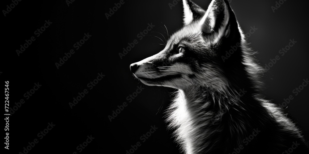 Poster A monochrome image capturing the essence of a fox. Suitable for various purposes