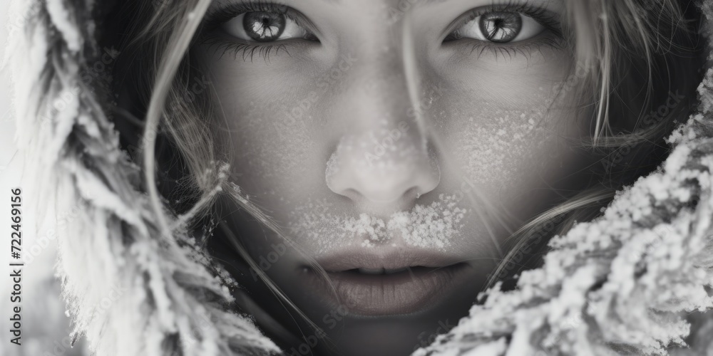 Aufkleber A close-up view of a person wearing a hood. Versatile image suitable for various themes and concepts