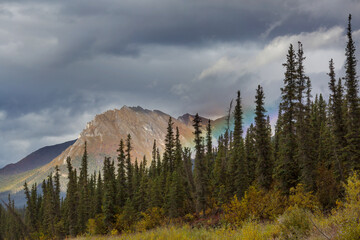 Rainbow in mountains