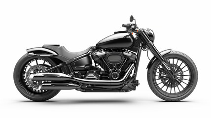 Fototapeta na wymiar A black motorcycle isolated on a white background