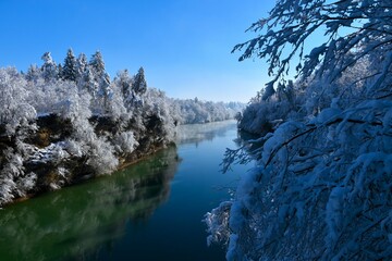 View of Sava river canyon in Gorenjska, Slovenia