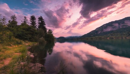 sunset over the lake