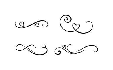 Hand drawn floral ornament collection with swirls