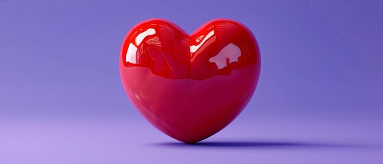 Red heart shape on purple background