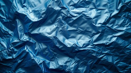 Background made of blue crumpled foil