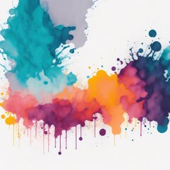 Fototapeta premium Abstract colorful watercolor backdrop with splashes. Contemporary surrealist painting. Brush stroke and splash color. Modern poster for wall decoration