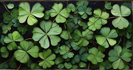 Clover Leaf Mosaic-style arrangement of clover leaves in varying shades of green, forming an intricate and visually appealing texture.