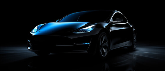 Black sport car. Photoshoot. Modern. Electric car