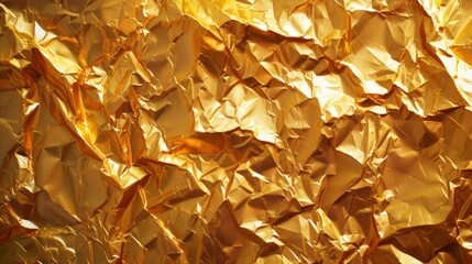 Background made of golden crumpled foil