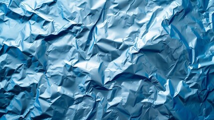 Background made of blue crumpled foil