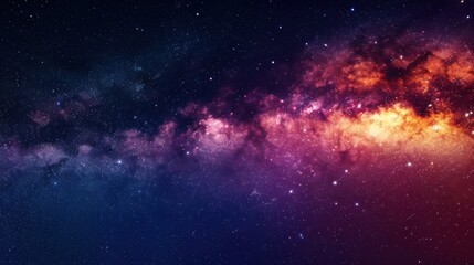  a night sky filled with lots of stars and a bright orange and purple star in the middle of the sky.