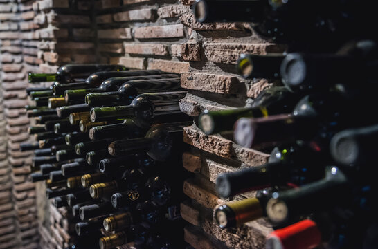 Napareuli, Georgia - July 19, 2015: Wine cellar in Museum of Qvevri and Qvevri Wine in Twins Wine House in Napareuli village