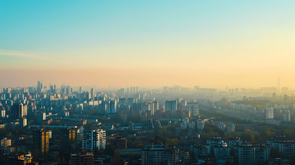 Capturing the mesmerizing panorama of a sleek, bustling metropolis. Skyscrapers, bridges, and busy streets form a stunning urban landscape.