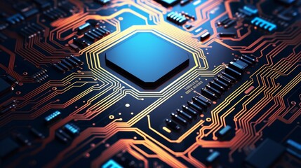 AI. Circuit board. Central Computer Processors CPU concept. Neural network AI generated art