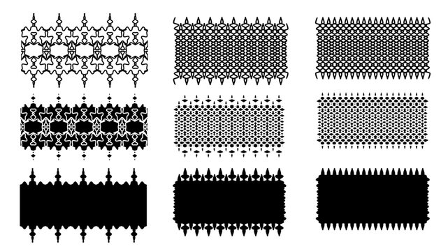 Colecci&oacute;n de formas abstractas. Cenefas de formas geom&eacute;tricas vintage. Recurso gr&aacute;fico de dise&ntilde;o, para patrones, adornos, invitaciones, carteles, banderas, web, fondos