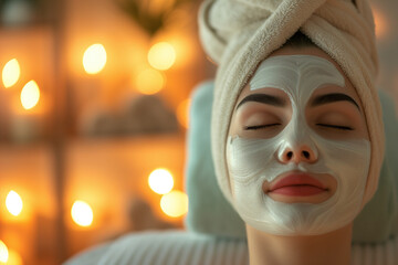 A woman applying a skin treatment. beauty and spa concept.