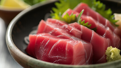 A Taste of the Sea: Fresh Tuna Sashimi - obrazy, fototapety, plakaty