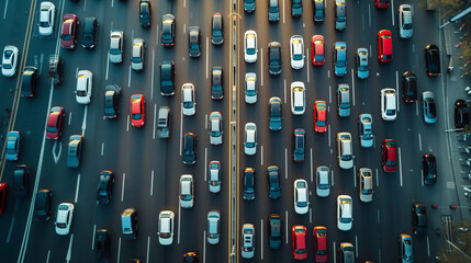 Aerial Drone View Of Road Automobile Traffic Of M.