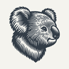 Koala Head. Vintage woodcut engraving style vector illustration.