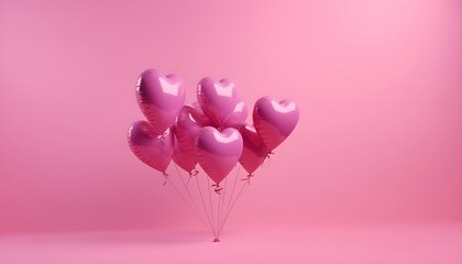 Pinke Luftballons in Form von Herzen (KI-/AI-generiert) - obrazy, fototapety, plakaty