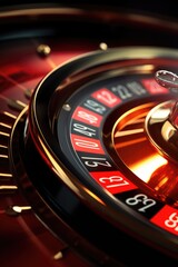 Obraz premium A detailed close up of a casino roulette wheel. Perfect for illustrating the excitement and glamour of gambling. Ideal for use in casino-related articles or promotional materials