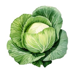 Obraz premium Watercolor-Style cabbage Illustration with White Background