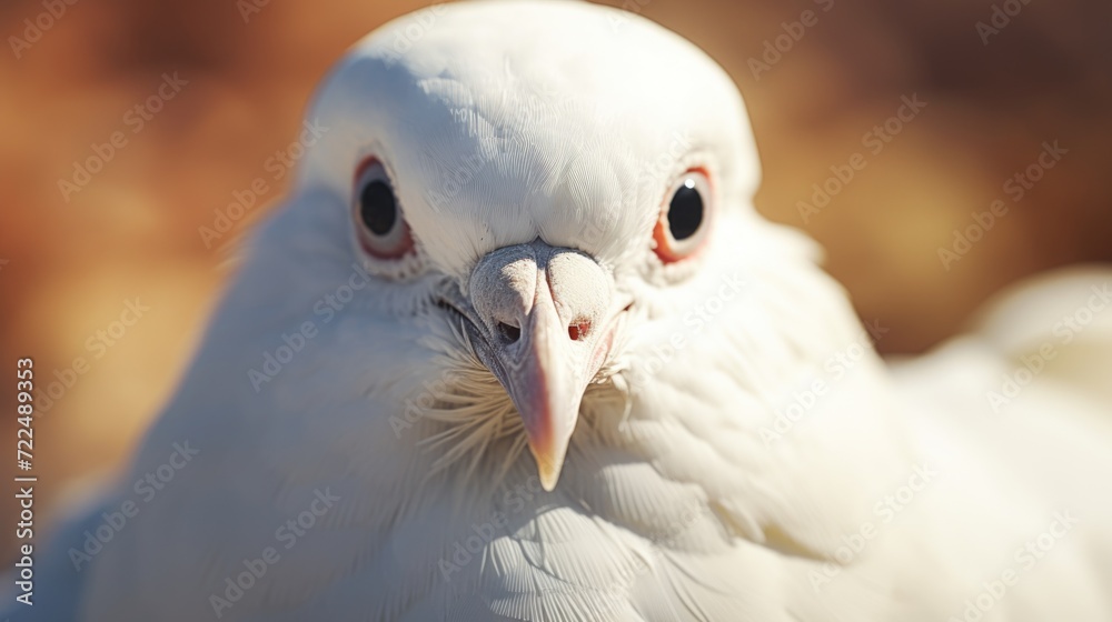 Poster A close up view of a white bird with striking red eyes. This captivating image can be used to add a touch of mystery and intrigue to various projects