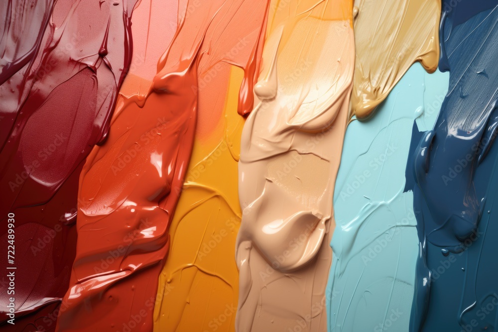 Poster A close-up view of a bunch of paint on a wall. Suitable for various design projects