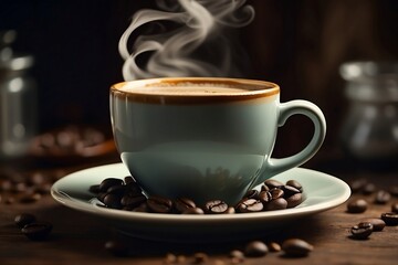 Fototapeta premium cup of coffee with beans
