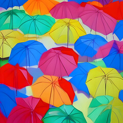 Fototapeta na wymiar Filigrane Regenschirme aus der Vogelperspektive