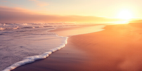Dreamy coastal sunrise, a breathtaking wallpaper capturing the soft hues of sunrise over a tranquil coastal landscape.