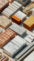 3D illustration of building materials