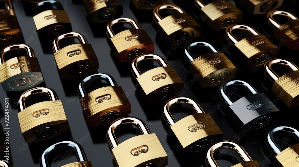 Aufkleber A stack of padlocks placed on top of each other. Can be used to symbolize security, protection, or locking mechanisms.