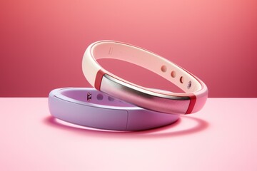 A pair of bracelets placed on a vibrant pink surface. Perfect for jewelry displays or fashion-themed projects
