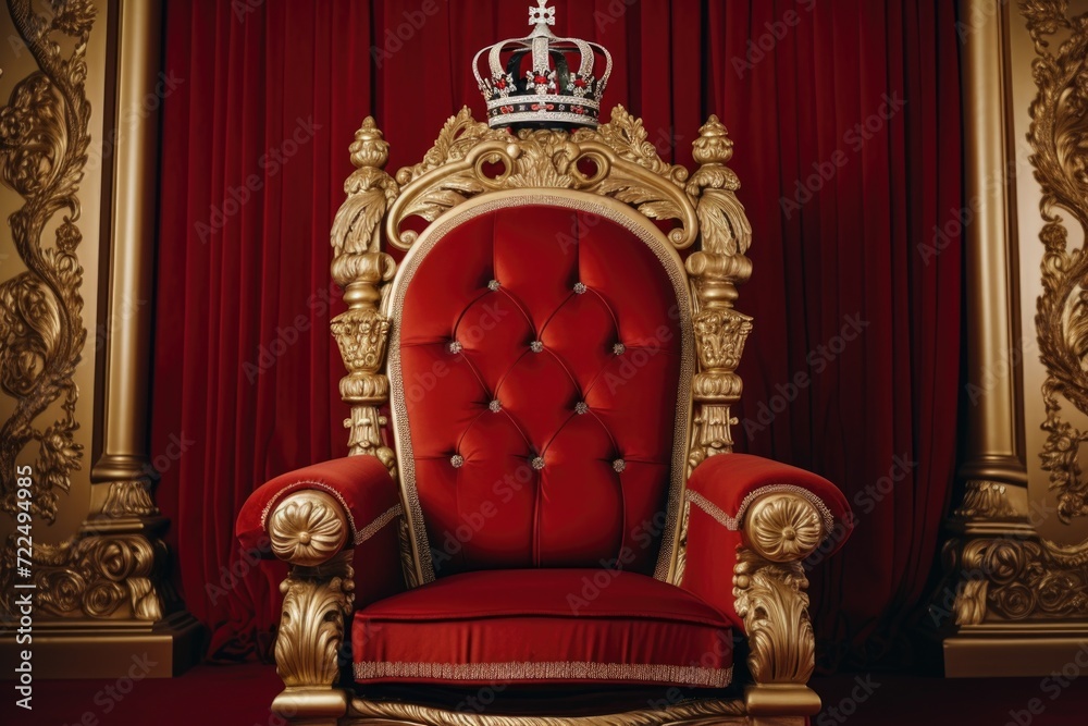 Aufkleber a red chair with a crown on top. perfect for adding a regal touch to any space