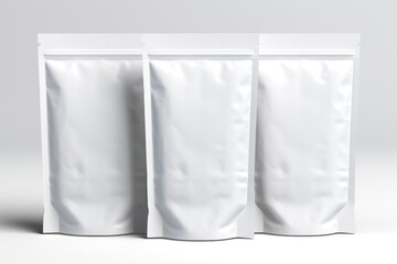 Three bags of white food sitting next to each other. Suitable for various food-related concepts