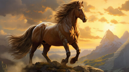 Obraz na płótnie Canvas Regal demeanor of a horse standing tall on a hill