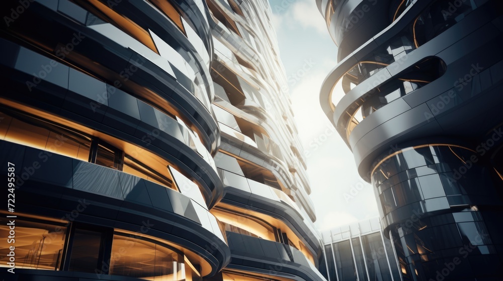 Aufkleber A picture of a very tall building with numerous windows. Suitable for architectural projects and cityscape designs