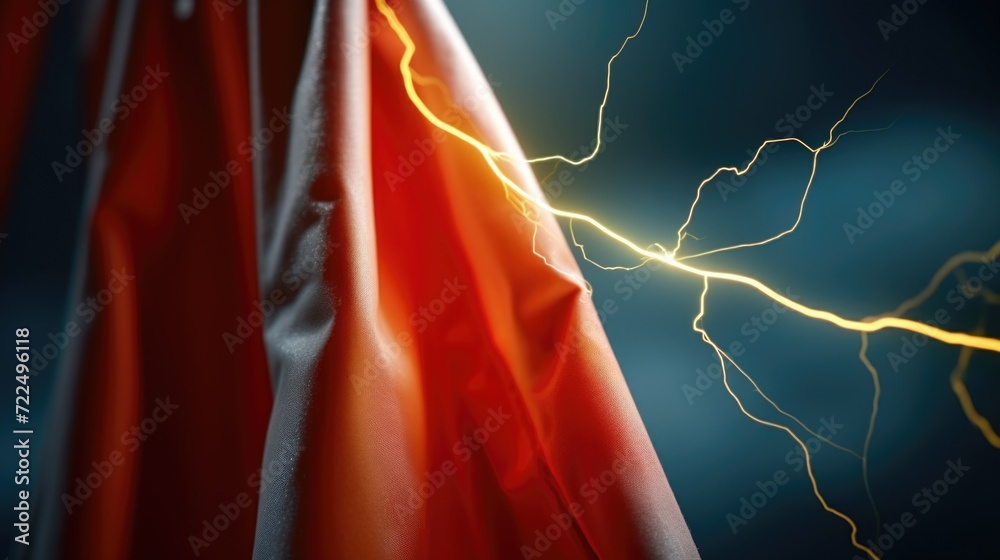 Poster A red cloth with a lightning bolt design. Perfect for adding a pop of color and energy to any project