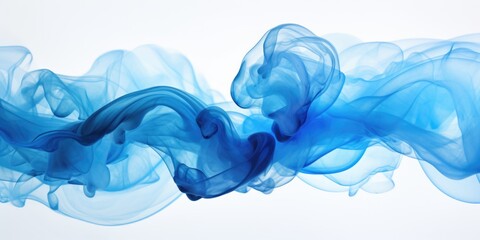 Blue smoke captured in a close-up shot on a white background. Ideal for adding a mystical and ethereal touch to your designs - Powered by Adobe