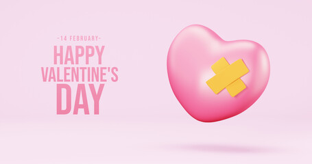 Obraz premium Valentine's Day interior, balloons. Stand, podium, background with product display and Heart. Love greeting card, poster with pink gift boxes, presents - 3d rendering