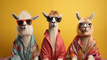 funny and cute alpaca in yoga style