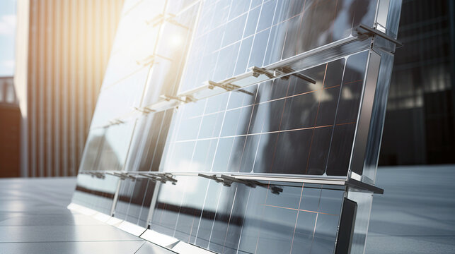Transparent solar photovoltaic panel technology TPV for windows and sustainable energy generation on buildings and facades.