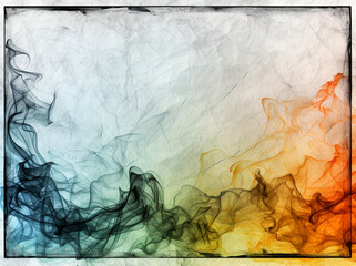 Colorful smoke abstract on textured background. Copy space