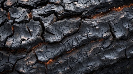 Nature's stark beauty captured in a close-up of a rugged black rock surrounded by the lush greenery of an outdoor forest