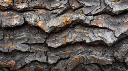 An intricate landscape of organic textures and earthy tones, captured in the rugged bark of a tree, showcasing the beauty and resilience of nature's raw materials