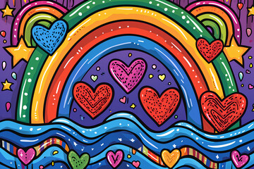 Hand-drawn vector doodle of gay pride, showcasing a whimsical and artistic representation of LGBTQ+ pride.

